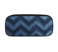 DWVTFSM Gradient Blue Denim Large Pencil Bag Waterproof Cute Pen Case Travel Cosmetic Leather Makeup Bag Organizer Pen Holder for Men Women