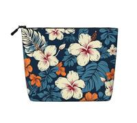 Dwvtfsm Hawaii Flower Makeup Bag For Women, Waterproof Linen Travel Cosmetic Organizer Lightweight Zipper Travel Toiletry Bag Organizer Makeup Brushes Storage Bag