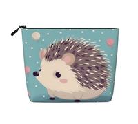 Dwvtfsm Hedgehog Polkadot Makeup Bag For Women, Waterproof Linen Travel Cosmetic Organizer Lightweight Zipper Travel Toiletry Bag Organizer Makeup Brushes Storage Bag