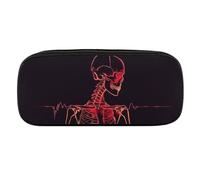 DWVTFSM Human Skeleton Lines Large Pencil Bag Waterproof Cute Pen Case Travel Cosmetic Leather Makeup Bag Organizer Pen Holder for Men Women