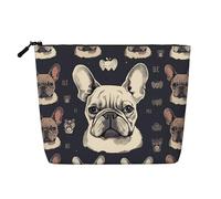 Dwvtfsm I Love French Bulldog Makeup Bag For Women, Waterproof Linen Travel Cosmetic Organizer Lightweight Zipper Travel Toiletry Bag Organizer Makeup Brushes Storage Bag