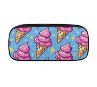 DWVTFSM Ice Cream Cone Pattern Large Pencil Bag Waterproof Cute Pen Case Travel Cosmetic Leather Makeup Bag Organizer Pen Holder for Men Women