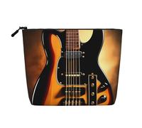 Dwvtfsm Instrumental Guitar Makeup Bag For Women, Waterproof Linen Travel Cosmetic Organizer Lightweight Zipper Travel Toiletry Bag Organizer Makeup Brushes Storage Bag