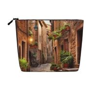 Dwvtfsm Italian Street Makeup Bag For Women, Waterproof Linen Travel Cosmetic Organizer Lightweight Zipper Travel Toiletry Bag Organizer Makeup Brushes Storage Bag