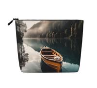Dwvtfsm Lakeside Boat Makeup Bag For Women, Waterproof Linen Travel Cosmetic Organizer Lightweight Zipper Travel Toiletry Bag Organizer Makeup Brushes Storage Bag