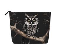 Dwvtfsm Late Night Owl Makeup Bag For Women, Waterproof Linen Travel Cosmetic Organizer Lightweight Zipper Travel Toiletry Bag Organizer Makeup Brushes Storage Bag