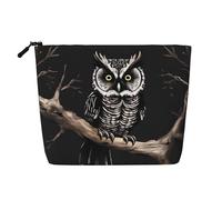 Dwvtfsm Late Night Owl Makeup Bag For Women, Waterproof Linen Travel Cosmetic Organizer Lightweight Zipper Travel Toiletry Bag Organizer Makeup Brushes Storage Bag