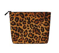 Dwvtfsm Leopard Makeup Bag For Women, Waterproof Linen Travel Cosmetic Organizer Lightweight Zipper Travel Toiletry Bag Organizer Makeup Brushes Storage Bag