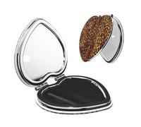DWVTFSM Leopard Print Compact Mirror Small Travel Makeup Mirror 2X 1x Magnification Portable Folding Mirror Lightweight Metal Cosmetic Pocket Mirror for Women Gifts
