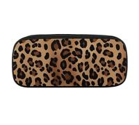 DWVTFSM Leopard Print Large Pencil Bag Waterproof Cute Pen Case Travel Cosmetic Leather Makeup Bag Organizer Pen Holder for Men Women