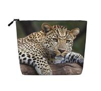 Dwvtfsm Leopard Resting On A Tree Makeup Bag For Women, Waterproof Linen Travel Cosmetic Organizer Lightweight Zipper Travel Toiletry Bag Organizer Makeup Brushes Storage Bag