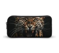 DWVTFSM Leopard Shows Teeth Pencil Case Pen Bag Large Capacity Cute Pencil Pouch Makeup Cosmetic Bag for Women Men