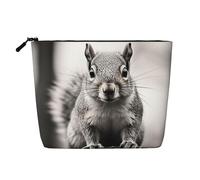 Dwvtfsm Light Gray Squirrel Makeup Bag For Women, Waterproof Linen Travel Cosmetic Organizer Lightweight Zipper Travel Toiletry Bag Organizer Makeup Brushes Storage Bag