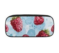 DWVTFSM Light Strawberry Pattern Large Pencil Bag Waterproof Cute Pen Case Travel Cosmetic Leather Makeup Bag Organizer Pen Holder for Men Women