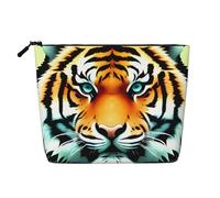 Dwvtfsm Little Fat Tiger Head Makeup Bag For Women, Waterproof Linen Travel Cosmetic Organizer Lightweight Zipper Travel Toiletry Bag Organizer Makeup Brushes Storage Bag