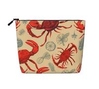 Dwvtfsm Lobster And Crab Makeup Bag For Women, Waterproof Linen Travel Cosmetic Organizer Lightweight Zipper Travel Toiletry Bag Organizer Makeup Brushes Storage Bag