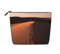 Dwvtfsm Lonely Shadow On The Desert Makeup Bag For Women, Waterproof Linen Travel Cosmetic Organizer Lightweight Zipper Travel Toiletry Bag Organizer Makeup Brushes Storage Bag
