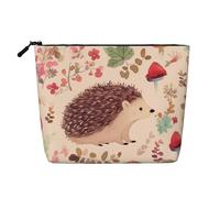 Dwvtfsm Lovely Hedgehog Makeup Bag For Women, Waterproof Linen Travel Cosmetic Organizer Lightweight Zipper Travel Toiletry Bag Organizer Makeup Brushes Storage Bag