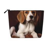 Dwvtfsm Lovely Pet Dog Beagle Makeup Bag For Women, Waterproof Linen Travel Cosmetic Organizer Lightweight Zipper Travel Toiletry Bag Organizer Makeup Brushes Storage Bag