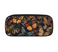 DWVTFSM Many Butterflies Large Pencil Bag Waterproof Cute Pen Case Travel Cosmetic Leather Makeup Bag Organizer Pen Holder for Men Women