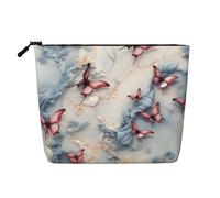 Dwvtfsm Marble And Butterfly Makeup Bag For Women, Waterproof Linen Travel Cosmetic Organizer Lightweight Zipper Travel Toiletry Bag Organizer Makeup Brushes Storage Bag