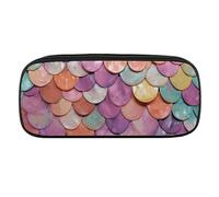 DWVTFSM Mermaid Scales Background Large Pencil Bag Waterproof Cute Pen Case Travel Cosmetic Leather Makeup Bag Organizer Pen Holder for Men Women