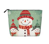 Dwvtfsm Merry Christmas Cute Snowman Makeup Bag For Women, Waterproof Linen Travel Cosmetic Organizer Lightweight Zipper Travel Toiletry Bag Organizer Makeup Brushes Storage Bag