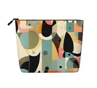 Dwvtfsm Mid-Century Modern Art Cat Makeup Bag For Women, Waterproof Linen Travel Cosmetic Organizer Lightweight Zipper Travel Toiletry Bag Organizer Makeup Brushes Storage Bag