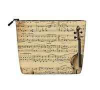 Dwvtfsm Music Notes On Old Paper Makeup Bag For Women, Waterproof Linen Travel Cosmetic Organizer Lightweight Zipper Travel Toiletry Bag Organizer Makeup Brushes Storage Bag