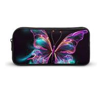 DWVTFSM Neon Butterfly Pencil Case Pen Bag Large Capacity Cute Pencil Pouch Makeup Cosmetic Bag for Women Men