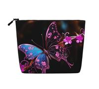 Dwvtfsm Nice Butterfly Makeup Bag For Women, Waterproof Linen Travel Cosmetic Organizer Lightweight Zipper Travel Toiletry Bag Organizer Makeup Brushes Storage Bag
