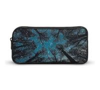 DWVTFSM Night And Trees Pencil Case Pen Bag Large Capacity Cute Pencil Pouch Makeup Cosmetic Bag for Women Men