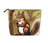 Dwvtfsm Nut-Eating Squirrel Makeup Bag For Women, Waterproof Linen Travel Cosmetic Organizer Lightweight Zipper Travel Toiletry Bag Organizer Makeup Brushes Storage Bag