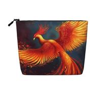 Dwvtfsm Orange Red Phoenix Makeup Bag For Women, Waterproof Linen Travel Cosmetic Organizer Lightweight Zipper Travel Toiletry Bag Organizer Makeup Brushes Storage Bag