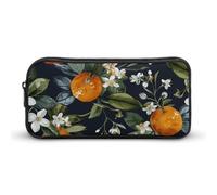 DWVTFSM Oranges And White Flowers Pencil Case Pen Bag Large Capacity Cute Pencil Pouch Makeup Cosmetic Bag for Women Men