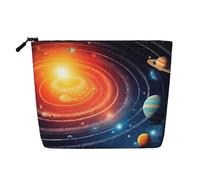 Dwvtfsm Outer Space Galaxy Solar System Makeup Bag For Women, Waterproof Linen Travel Cosmetic Organizer Lightweight Zipper Travel Toiletry Bag Organizer Makeup Brushes Storage Bag