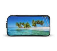 DWVTFSM Palm Trees And Clear Sea Pencil Case Pen Bag Large Capacity Cute Pencil Pouch Makeup Cosmetic Bag for Women Men