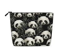 Dwvtfsm Panda Graphic Black And White Makeup Bag For Women, Waterproof Linen Travel Cosmetic Organizer Lightweight Zipper Travel Toiletry Bag Organizer Makeup Brushes Storage Bag