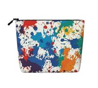 Dwvtfsm Pattern Of Paint Splatters Makeup Bag For Women, Waterproof Linen Travel Cosmetic Organizer Lightweight Zipper Travel Toiletry Bag Organizer Makeup Brushes Storage Bag