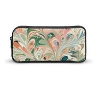 DWVTFSM Peach And White Swirls Pencil Case Pen Bag Large Capacity Cute Pencil Pouch Makeup Cosmetic Bag for Women Men