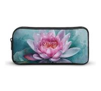 DWVTFSM Peach Water Lily Flower Pencil Case Pen Bag Large Capacity Cute Pencil Pouch Makeup Cosmetic Bag for Women Men
