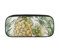 DWVTFSM Pineapple Collage Pattern Large Pencil Bag Waterproof Cute Pen Case Travel Cosmetic Leather Makeup Bag Organizer Pen Holder for Men Women