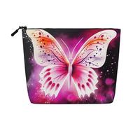 Dwvtfsm Pink Butterfly Makeup Bag For Women, Waterproof Linen Travel Cosmetic Organizer Lightweight Zipper Travel Toiletry Bag Organizer Makeup Brushes Storage Bag
