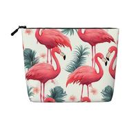 Dwvtfsm Pink Flamingo Pattern Makeup Bag For Women, Waterproof Linen Travel Cosmetic Organizer Lightweight Zipper Travel Toiletry Bag Organizer Makeup Brushes Storage Bag