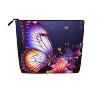 Dwvtfsm Purple Butterfly Makeup Bag For Women, Waterproof Linen Travel Cosmetic Organizer Lightweight Zipper Travel Toiletry Bag Organizer Makeup Brushes Storage Bag