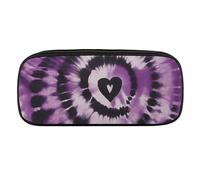 DWVTFSM Purple Tie Dye Large Pencil Bag Waterproof Cute Pen Case Travel Cosmetic Leather Makeup Bag Organizer Pen Holder for Men Women