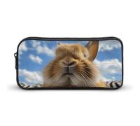 DWVTFSM Rabbit Closes His Eyes Pencil Case Pen Bag Large Capacity Cute Pencil Pouch Makeup Cosmetic Bag for Women Men
