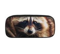 DWVTFSM Raccoon on Tree Large Pencil Bag Waterproof Cute Pen Case Travel Cosmetic Leather Makeup Bag Organizer Pen Holder for Men Women