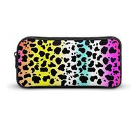 DWVTFSM Rainbow Leopard Print Pencil Case Pen Bag Large Capacity Cute Pencil Pouch Makeup Cosmetic Bag for Women Men