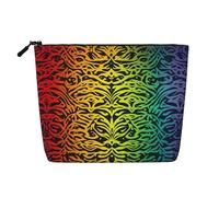 Dwvtfsm Rainbow Pattern Background Makeup Bag For Women, Waterproof Linen Travel Cosmetic Organizer Lightweight Zipper Travel Toiletry Bag Organizer Makeup Brushes Storage Bag